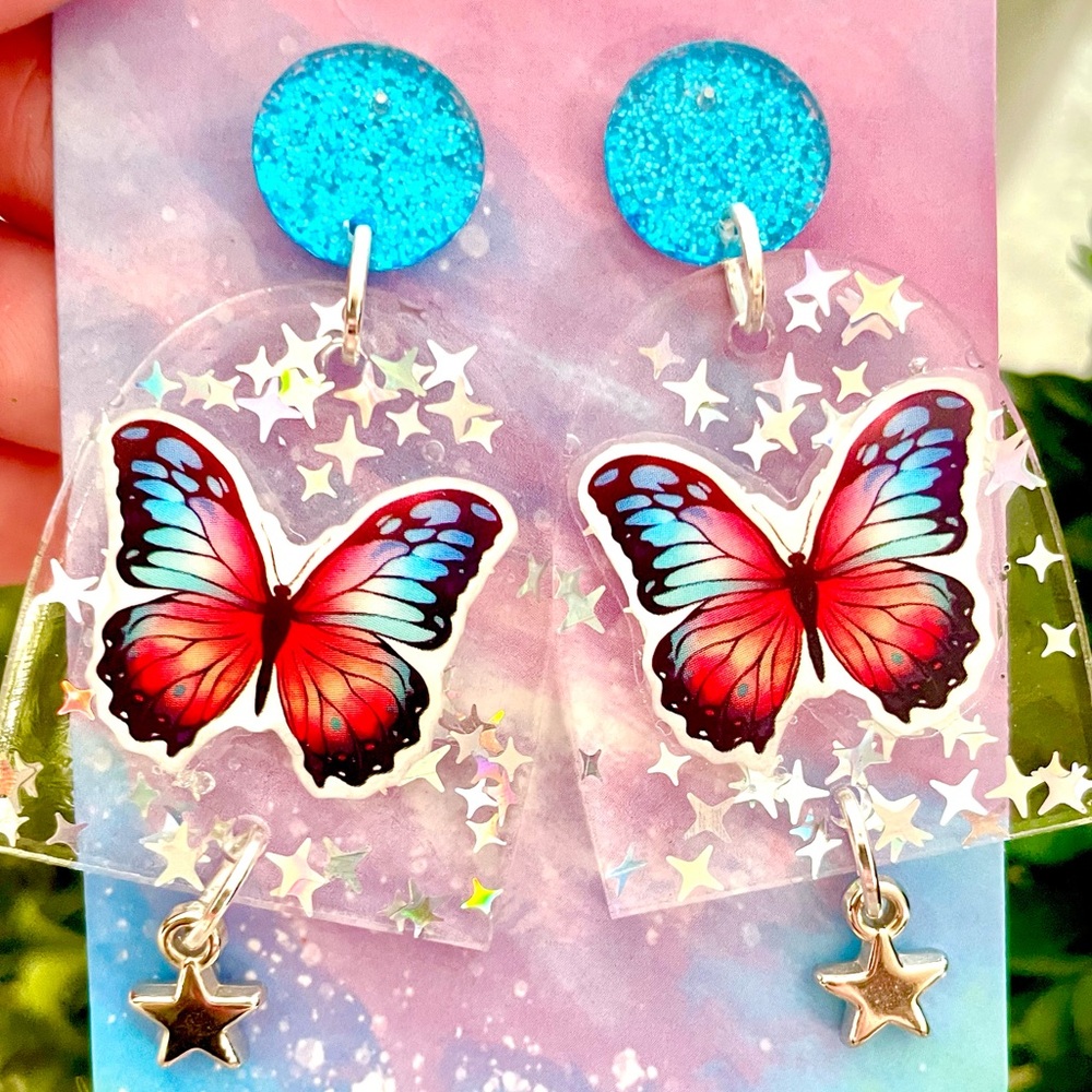 Butterfly Acrylic Dangle Earrings